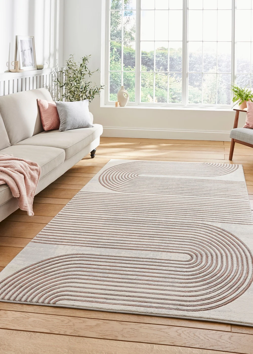Think Rugs Apollo Grey/Rose Modern Linear Rectangle Rug - 80 x 150 Image 1
