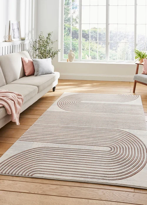 Think Rugs Apollo Grey/Rose Modern Linear Rectangle Rug - 80 x 150 Image 1