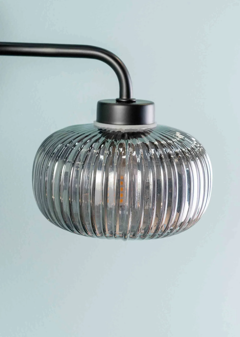 ValueLights Amaia Polished Black Wall Light with Clear Globe Shade - One Size Image 4