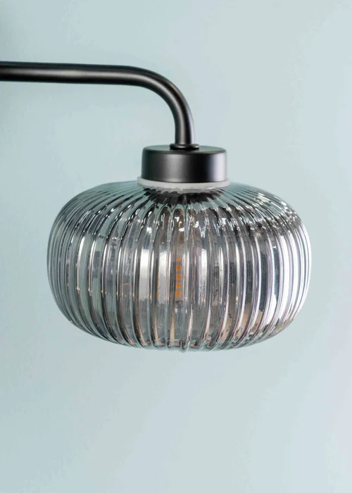 ValueLights Amaia Polished Black Wall Light with Clear Globe Shade - One Size Image 4