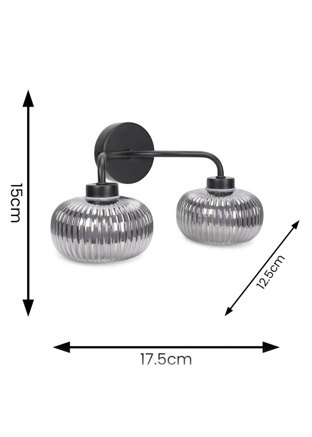 ValueLights Amaia Polished Black Wall Light with Clear Globe Shade - One Size Image 6