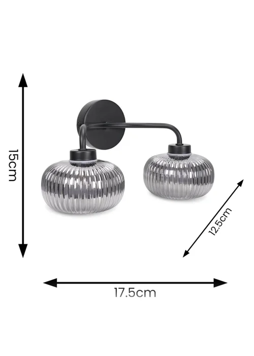 ValueLights Amaia Polished Black Wall Light with Clear Globe Shade - One Size Image 6