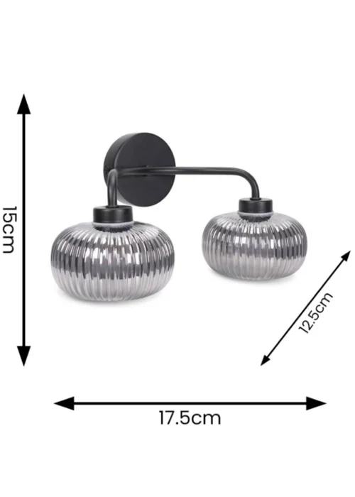 ValueLights Amaia Polished Black Wall Light with Clear Globe Shade - One Size Image 5