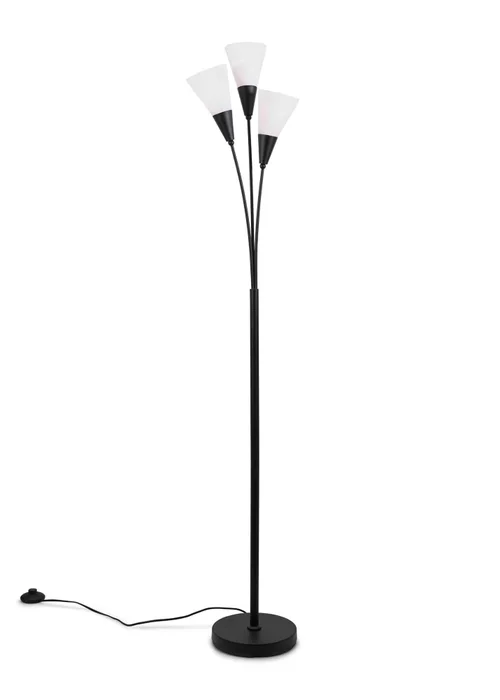 ValueLights Kristina Black Floor Lamp with White Uplighter Shade (152cm x 22cm x 24cm) - One Size Image 1