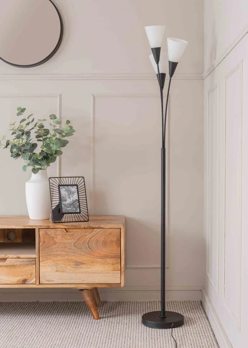 ValueLights Kristina Black Floor Lamp with White Uplighter Shade (152cm x 22cm x 24cm) - One Size Image 2