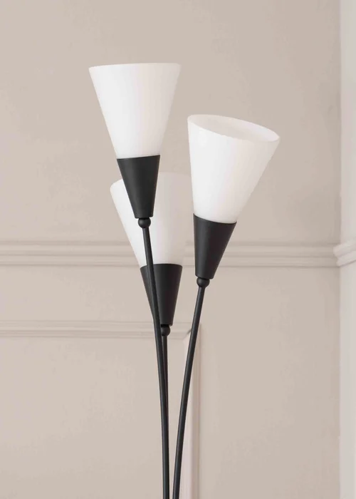 ValueLights Kristina Black Floor Lamp with White Uplighter Shade (152cm x 22cm x 24cm) - One Size Image 4