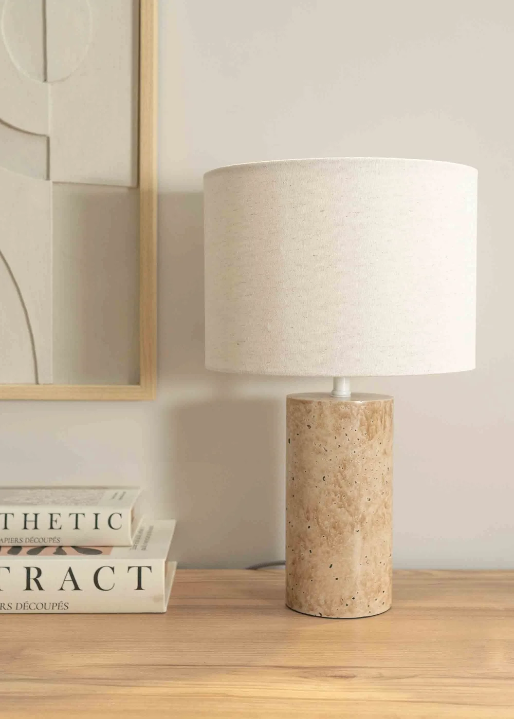 ValueLights Chloe Polished Table Lamp with Small Natural Drum Shade - One Size Image 2