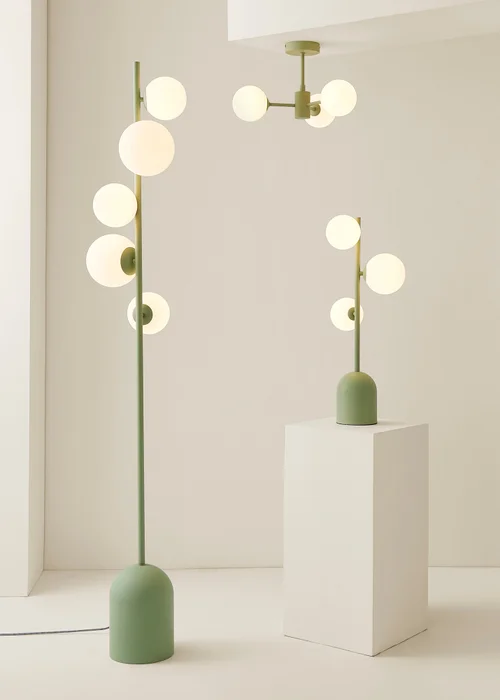 ValueLights Marlow Sage Green Table Lamp with White Globe Shade - One Size Image 4