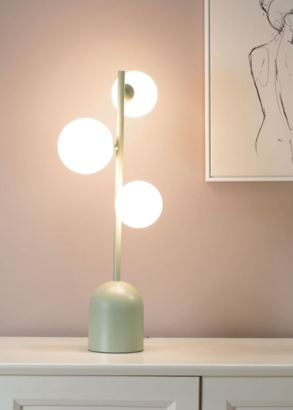ValueLights Marlow Sage Green Table Lamp with White Globe Shade - One Size Image 1