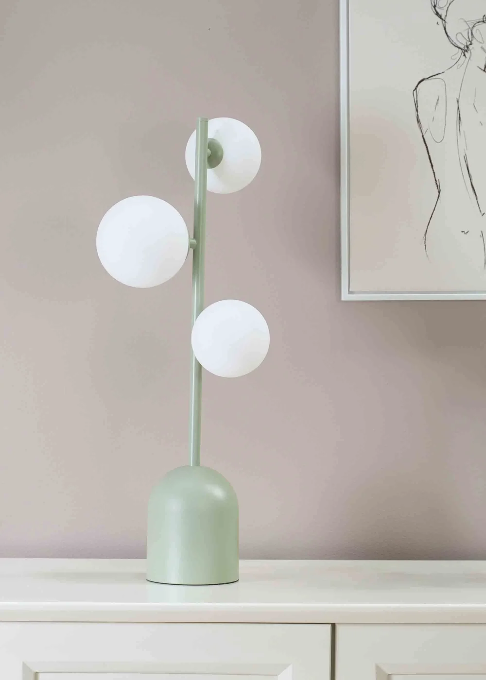 ValueLights Marlow Sage Green Table Lamp with White Globe Shade - One Size Image 2