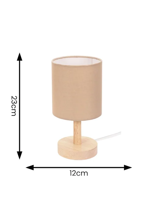 ValueLights Pair Oak Natural Table Lamp with Natural Drum Shade - One Size Image 6