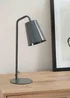 ValueLights Bibi Gloss Grey Table Lamp with Grey Tapered Shade - One Size Image 3