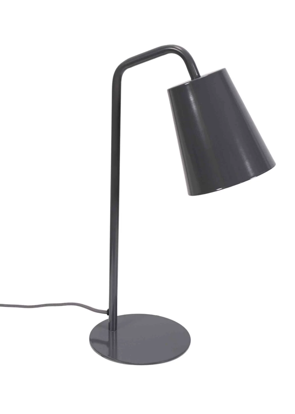 ValueLights Bibi Gloss Grey Table Lamp with Grey Tapered Shade - One Size Image 1