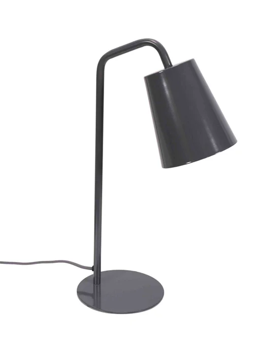 ValueLights Bibi Gloss Grey Table Lamp with Grey Tapered Shade - One Size Image 1