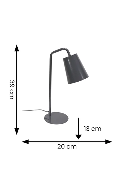 ValueLights Bibi Gloss Grey Table Lamp with Grey Tapered Shade - One Size Image 5