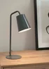 ValueLights Bibi Gloss Grey Table Lamp with Grey Tapered Shade - One Size Image 2