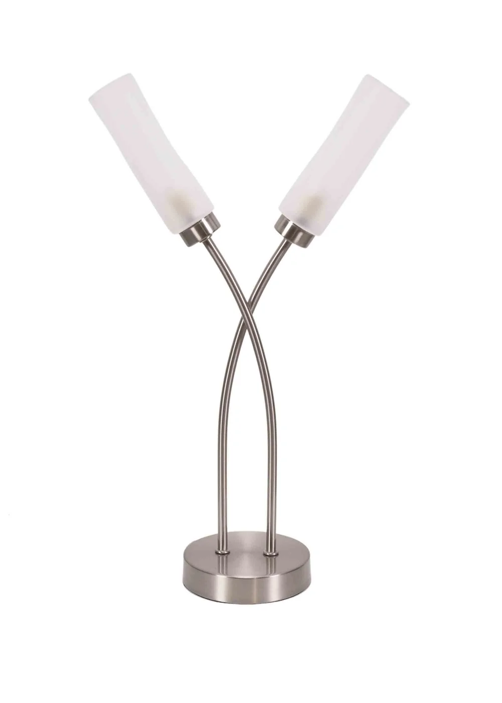 ValueLights Maya Brushed Silver Table Lamp with White Drum Shade - One Size Image 1