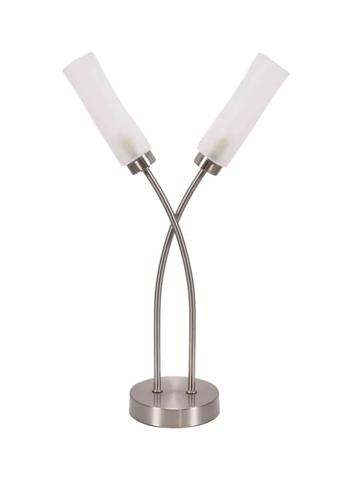 ValueLights Maya Brushed Silver Table Lamp with White Drum Shade - One Size Image 1