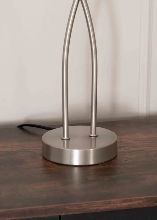 ValueLights Maya Brushed Silver Table Lamp with White Drum Shade - One Size Image 3