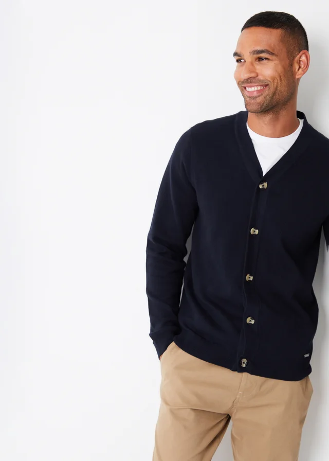 Threadbare Navy Cotton Blend Knitted Cardigan