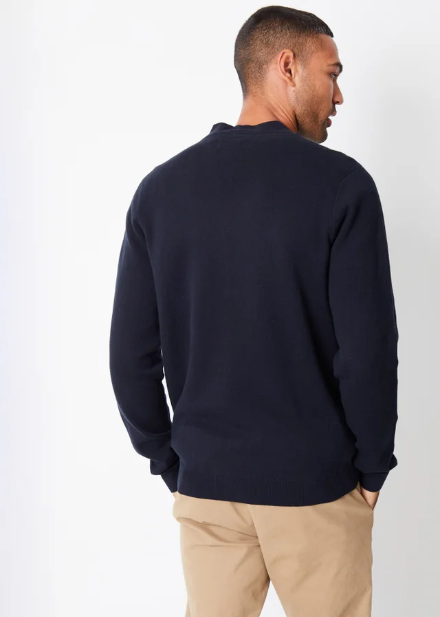 Threadbare Navy Cotton Blend Knitted Cardigan