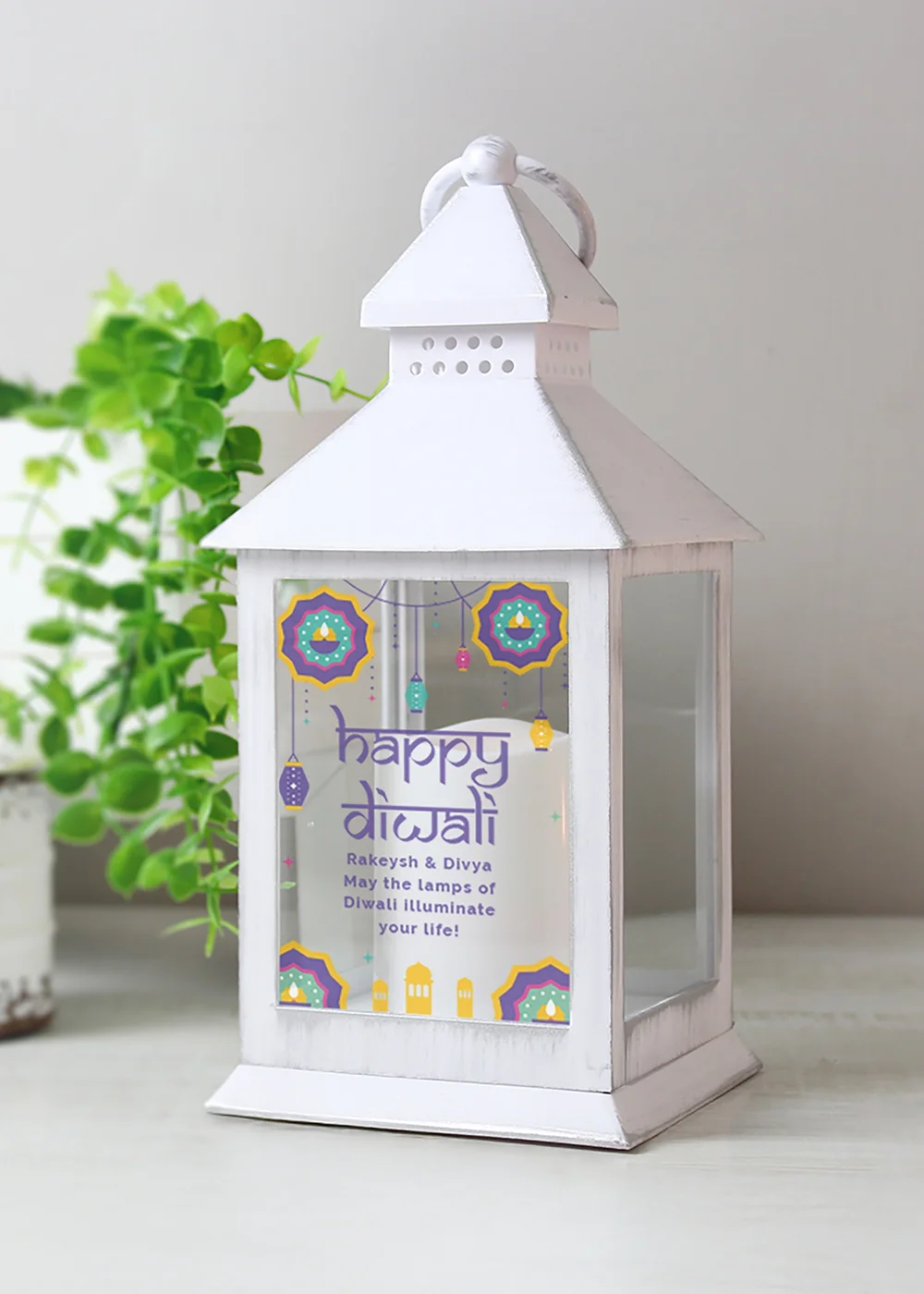 Personalised Memento Company Diwali White Lantern - One Size Image 4