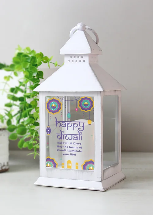 Personalised Memento Company Diwali White Lantern - One Size Image 4