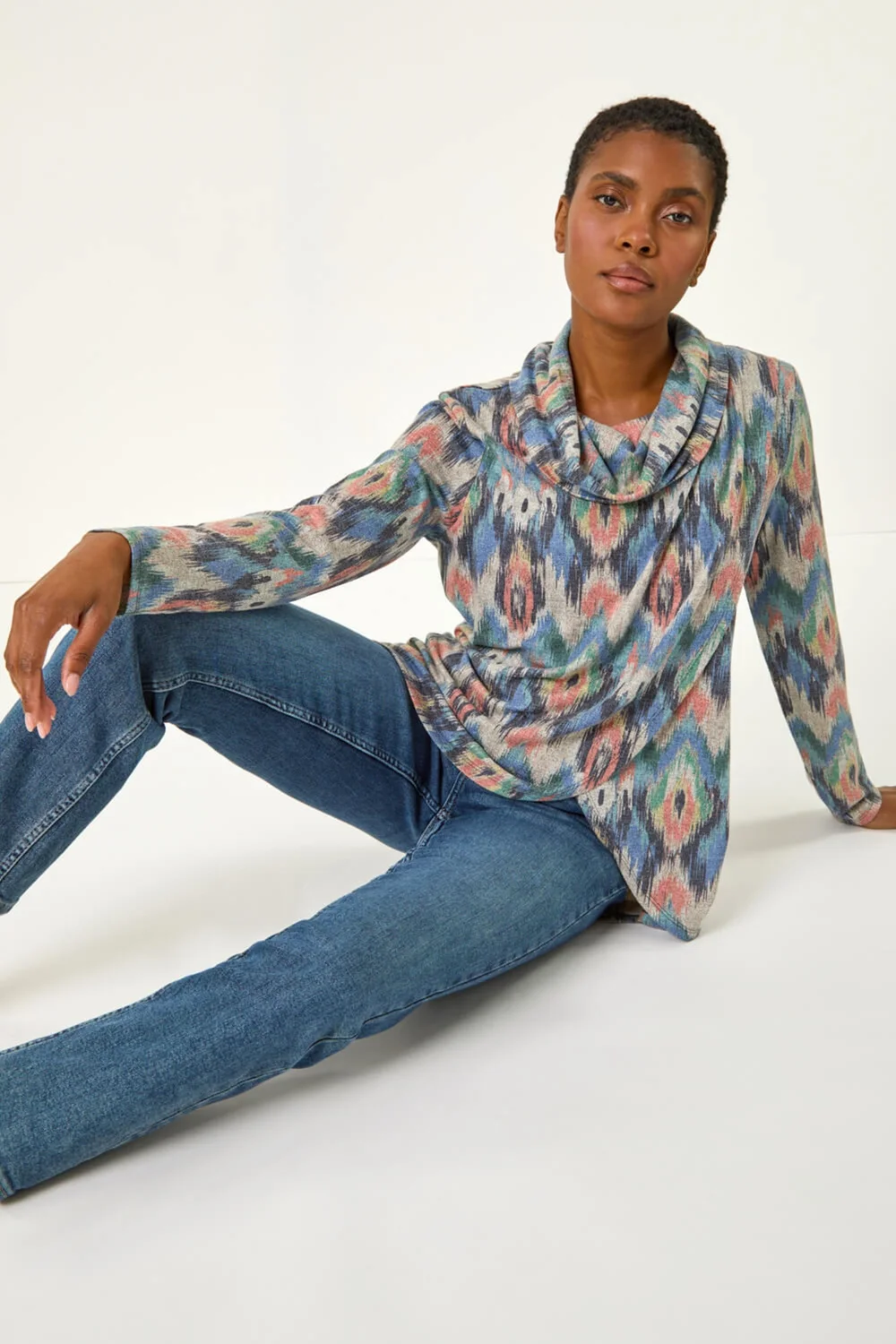 Roman Blue Cowl Neck Snit Top - Size 12 Image 2