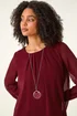 Roman Burgundy Chiffon Banded Hem Pleated Top - Size 22 Image 2