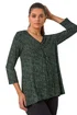 Roman Green Spot Print Pleat Front Tunic Top - Size 14 Image 1