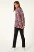 Roman Maroon Floral Ikat Print Ribbed Top - Size 14 Image 3