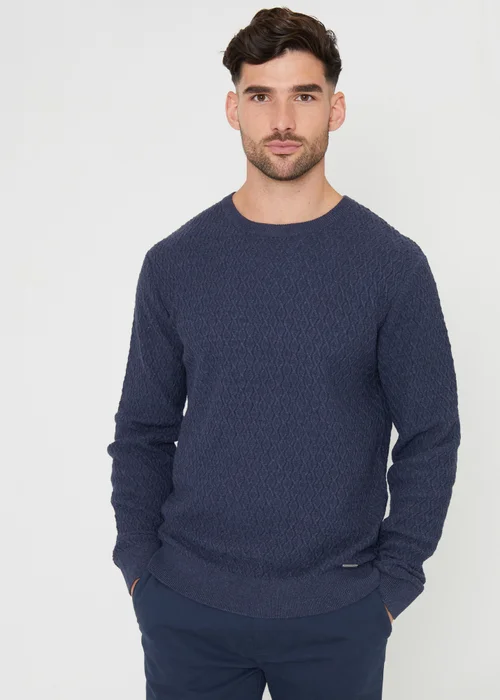 Threadbare Blue Mini Cable Knit Crew Neck Jumper - S Image 1