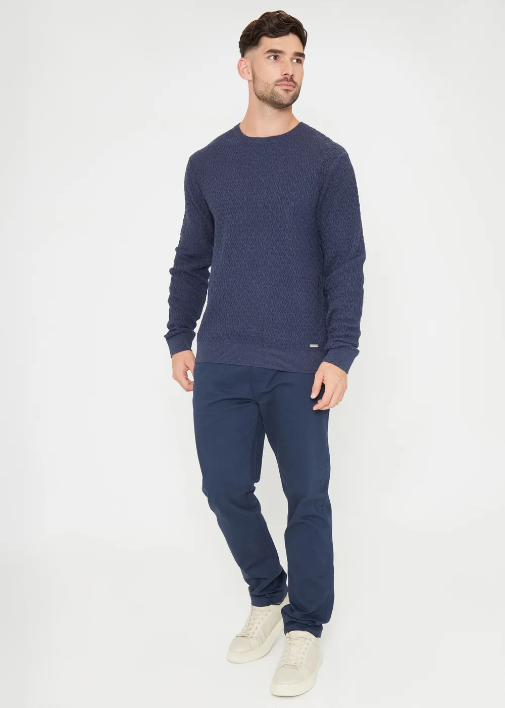 Threadbare Blue Mini Cable Knit Crew Neck Jumper - S Image 4