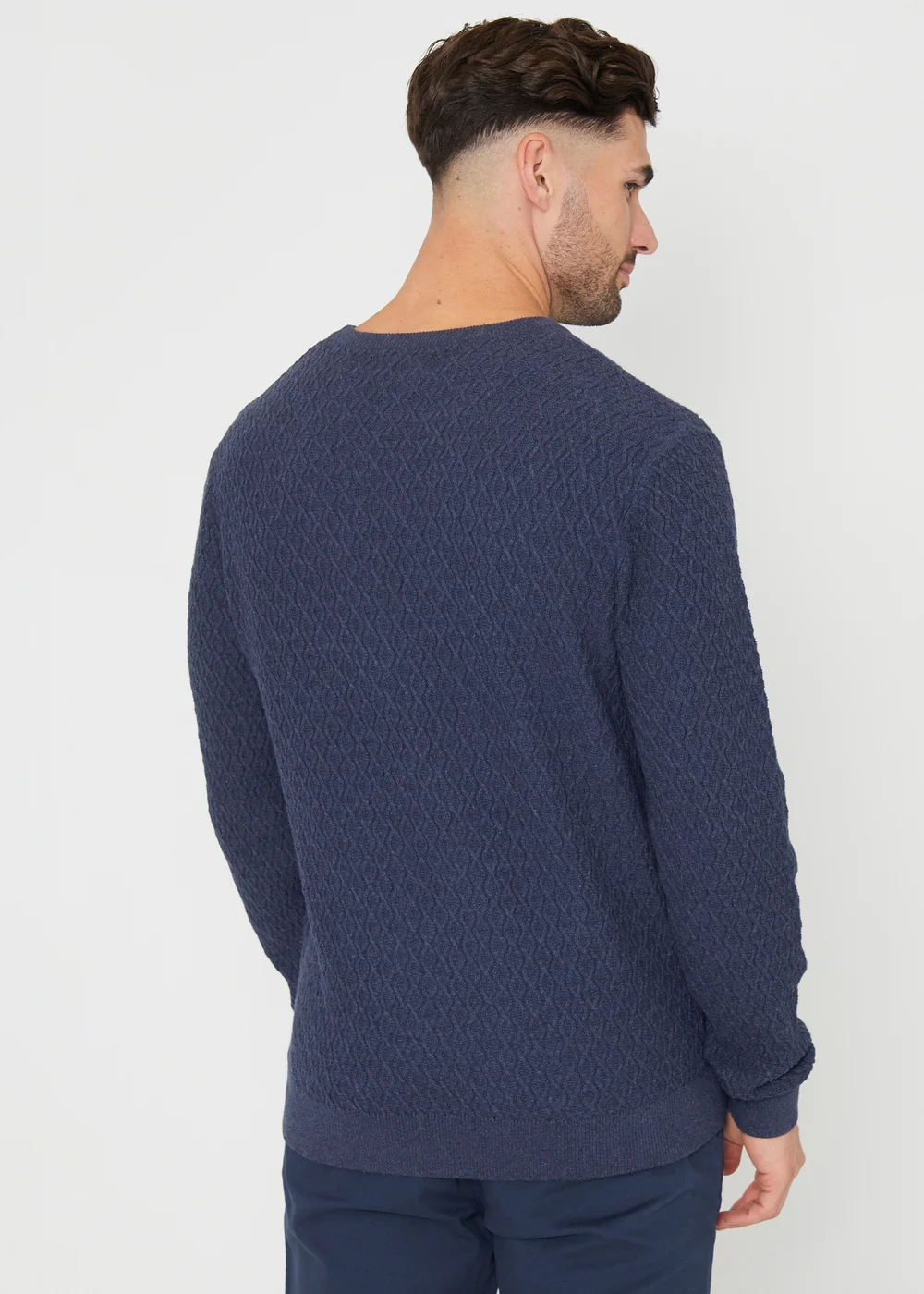 Threadbare Blue Mini Cable Knit Crew Neck Jumper - S Image 2
