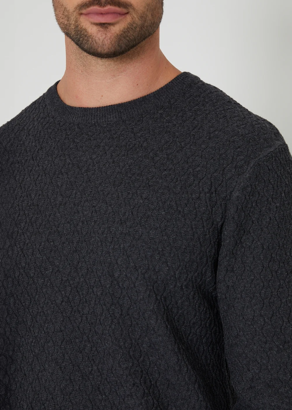 Threadbare Charcoal Mini Cable Knit Crew Neck Jumper - S Image 3