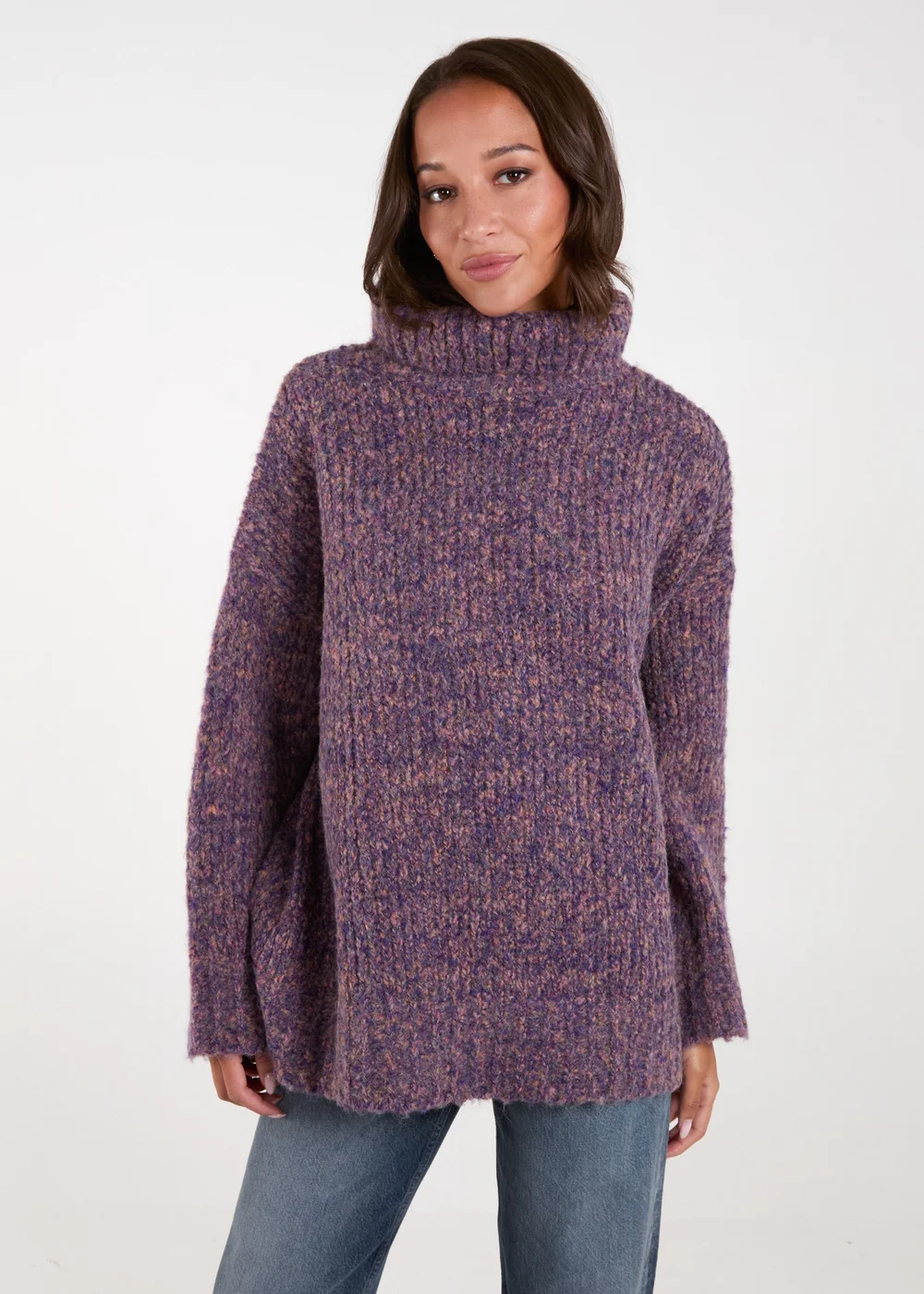Blue Vanilla Purple Turtle Neck Specked Jumper - One Size Image 1