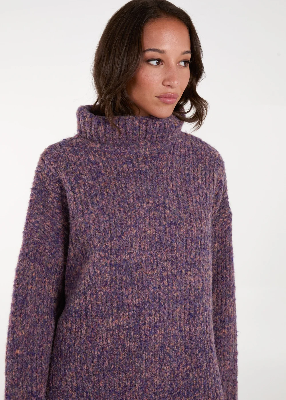 Blue Vanilla Purple Turtle Neck Specked Jumper - One Size Image 3