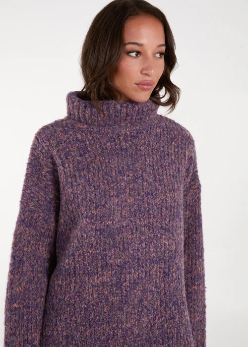 Blue Vanilla Purple Turtle Neck Specked Jumper - One Size Image 3