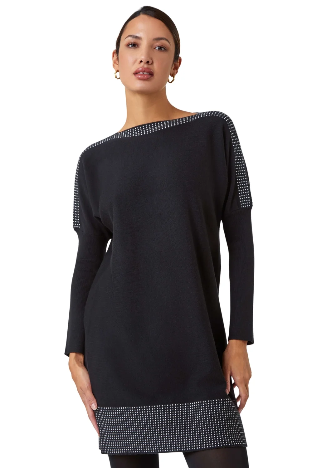 Roman Black Spot Print Border Knitted Jumper Dress - 20 | Matalan Roman Black Spot Print Border Knitted Jumper Dress - 20 | Matalan