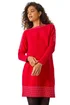 Roman Red Spot Print Border Knitted Jumper Dress - Size 14 Image 1