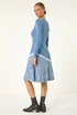 Roman Blue Pleated Border Ribbed Knit Dress - Size 18 Image 3