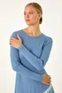 Roman Blue Pleated Border Ribbed Knit Dress - Size 18 Image 4