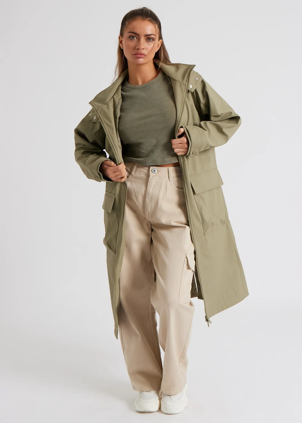 Urban Bliss Khaki Rubberised Raincoat - 16 Image 1