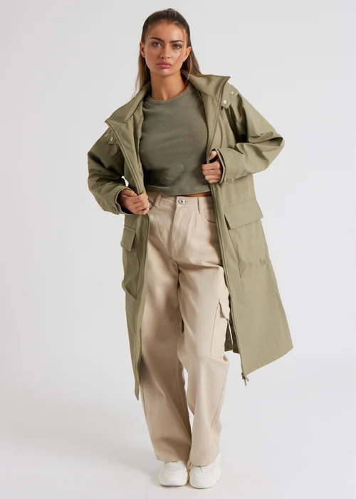 Urban Bliss Khaki Rubberised Raincoat - 16 Image 1