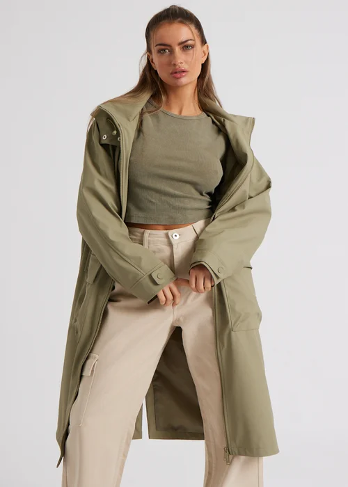 Urban Bliss Khaki Rubberised Raincoat - 16 Image 2