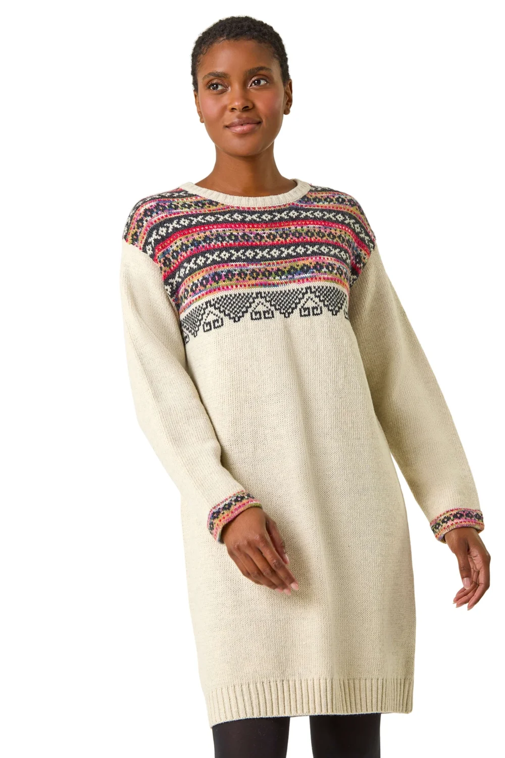 Roman Ivory Nordic Pattern Knitted Shift Dress - 24 Roman Ivory Nordic Pattern Knitted Shift Dress - 24