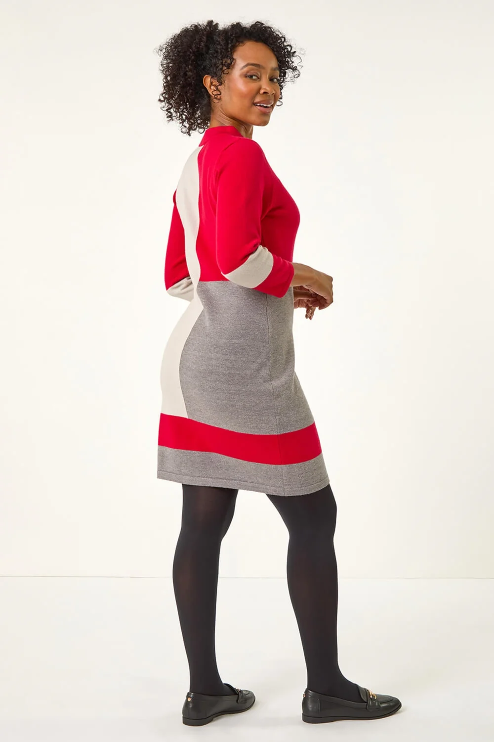 Roman Red Petite Colour Block Knitted Dress - 8 Image 3