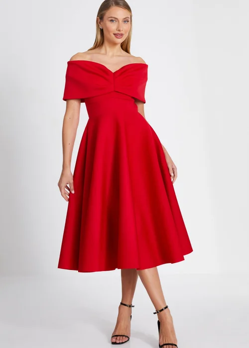 Quiz Red Bardot Skater Midi Dress - 8 Image 1