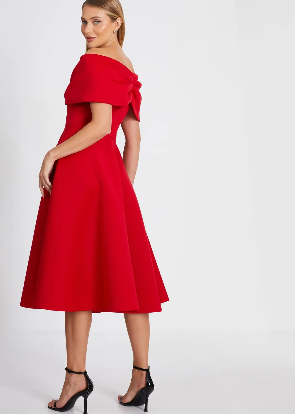 Quiz Red Bardot Skater Midi Dress - 8 Image 2