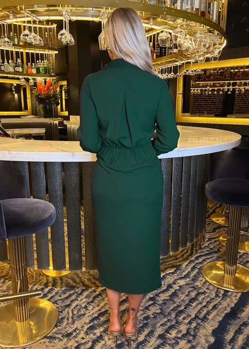 AX Paris Teal Side Tie Waist Wrap Midi Dress - 8 Image 2